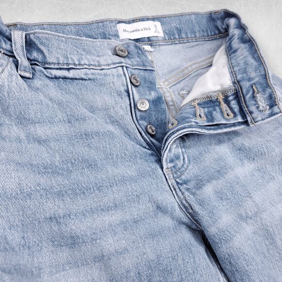 Abercrombie & Fitch Jeans Women 25/0s Light Wash Carpenter Button Fly Casual Y2K - Picture 2 of 11